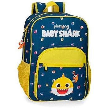 Mochila escolar Baby Shark My Good Friend 38cm con bolsillos frontales