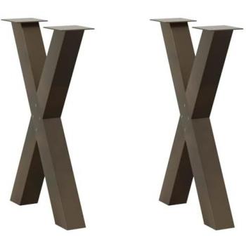 VidaXL Suporte de Mesa – Pernas Aço Natural, 2 unidades, 60x(72‑73) cm