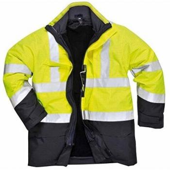 Portwest S779YNRL Bizflame Rain Hi-Vis Multi-Protection Jacket, Regular, Size: Large, Yellow/Navy