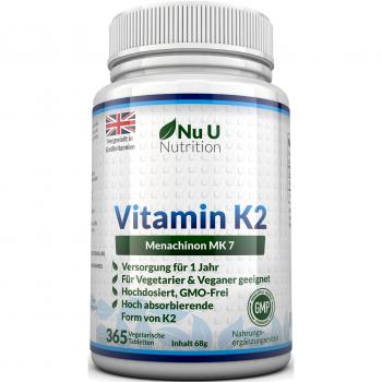 Nu U Nutrition Vitamin K2 MK7 200 µg | 365 Vegane Tabletten