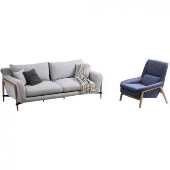 JVmöbel Design‑Set „Astra“ – 3‑Sitzer Sofa + Sessel + Dreisitzer, grauer Stoff, Europäischer Ursprung