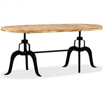 Tavolo da Pranzo in Mango Massello con Base in Acciaio