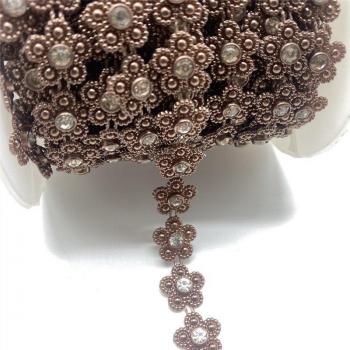 Chaîne décorative en strass et perles, 1 m