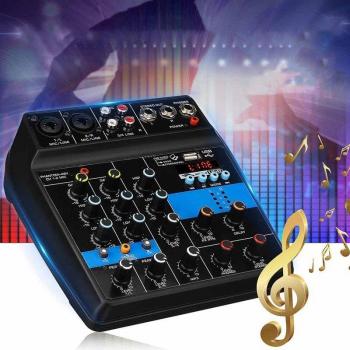 4-Channel USB Mixer with Bluetooth and Reverb Effect
