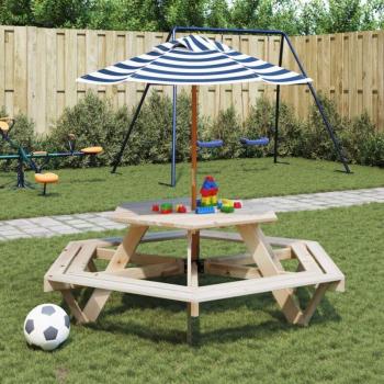 Mesa de Picnic para 6 Niños con Agujero para Sombrilla