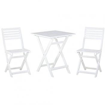 Outdoor White Acacia Wood Bistro Set