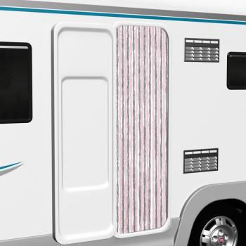 Tenda Antimosche Chenille Grigio Argento e Rosa 56x200 cm