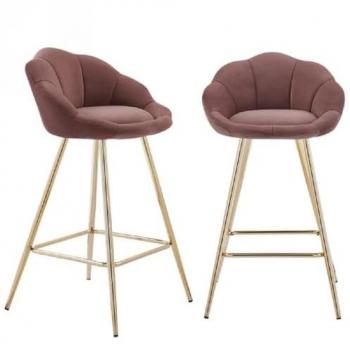 Tabourets de bar CORAIL en velours rose