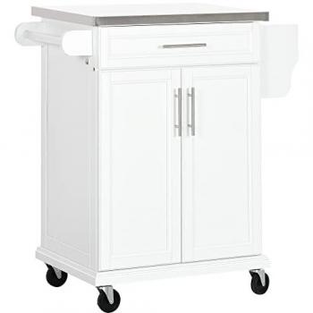Isla de Cocina Homcom con Ruedas y Cajón, 83.5 x 45.7 x 90.5 cm Blanco