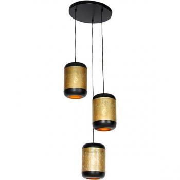 Kayleigh Black and Brass Vintage Pendant