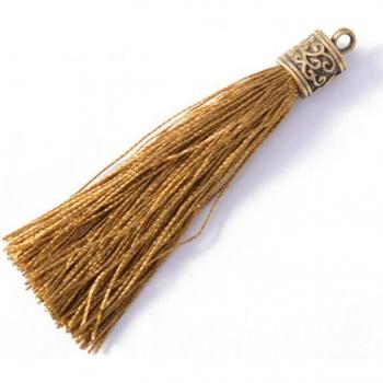 Decorative Bronze Tinsel Tassels – 5 Count