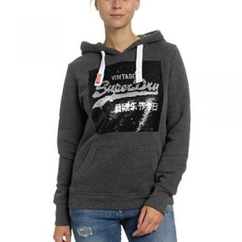 Hoodie Grigio Paillette Superdry