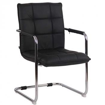 Silla Ejecutiva Gandía en Cuero Negro y Detalle de Acero Cromado