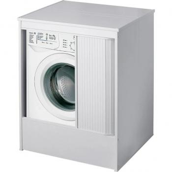 Kit de meuble protecteur en PVC pour machine à laver, intérieur ou extérieur, avec système de fermeture économe en place, finition blanche