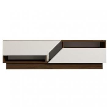 Meuble TV Dual-Flip ELIOTT – Finition Bois Marron-Blanc