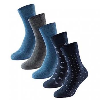 Schiesser 5 Paar Herren Socken Blau mit Muster Gr 39/42