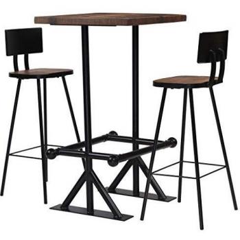Ensemble de bar 3 pcs Bois de récupération massif
