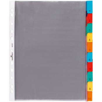 Durable 10-Part Replacable Tab Numbered Color-Coded Punched Index Divider A4