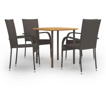 Vidaxl Ensemble de Salle à Manger de Jardin 5 pièces – Mobilier Terrasse Résine Tressée Marron