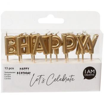 I AM CREATIVE Happy Birthday Glitter Kerzen