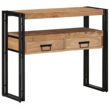 Table Console Rectangulaire Noir 90×33×75 cm Bois d'Acacia Massif