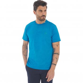 Celeste Sun68 T‑Shirt con Logo Sottile per Uomo