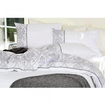 Marsala Cotton Duvet Cover Set White Grey Damask