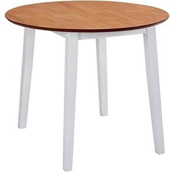 Tavolo da Pranzo Rotondo Estensibile in MDF Bianco