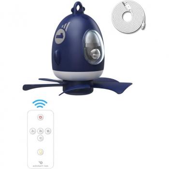 3-Speed Remote Control Ceiling Fan with LED Light for Camping