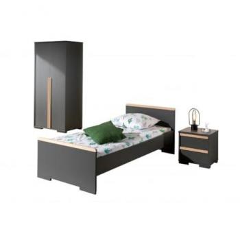 Lit 90x200 avec Chevet et Armoire London