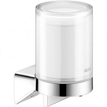 AVENO Flüssigseifen-Dispenser KEUCO 14652019000 – glasiertes Stülpglas, chrom/weiß, schraubbar