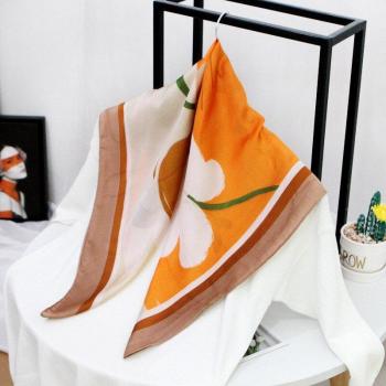 Silk Satin Floral Kerchief Scarf for Women 70cm x 70cm