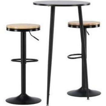 EBUY24 Plaza Bartisch mit 2 Barhockern natur
