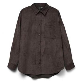 Vero Moda Kursierhemde „Sanne“ – Braun, Oversize-Länge