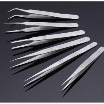 6-Piece Vetus Stainless Steel Precision Tweezers Set
