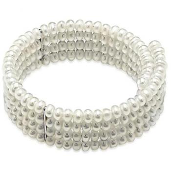 Bling Jewelry Silver Plated Bar Flexible Pearl Choker Necklace