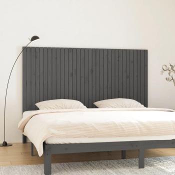 Cabeceros y pies de cama Cabecero de cama de pared madera maciza pino gris 204x3x110 cm