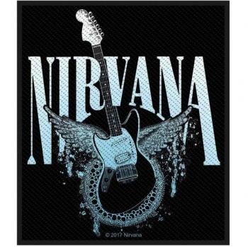 Nirvana Parche de guitarra tejido en azul y negro