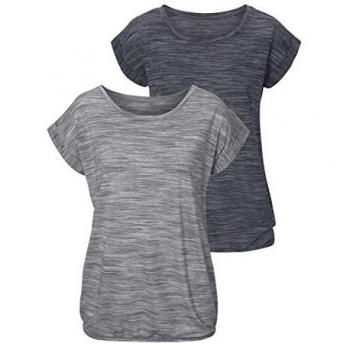 Beachtime Kurzarmshirt Damen Schwarz-Meliert, Grau-Meliert Gr.36/38