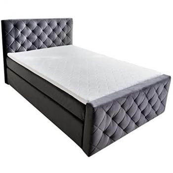 Riess Ambiente Boxspringbett Provocateur 140x200cm dunkelgrau Samt mit Matratze und Topper