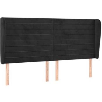 Testiera ad Orecchio Nera 163x23x118/128 cm in Velluto cod mxl 49526