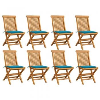 Conjunto VidaXL de Cadeiras de Jardim com Almofadas Azuis