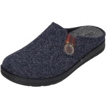 Pantoffel ROHDE ASIAGO, Herren, Gr. 42, blau (dunkelblau, meliert), Filz, klassisch, Schuhe, Hausschuh, Clog, Schlappen mit seitlichem Stretch mit Label