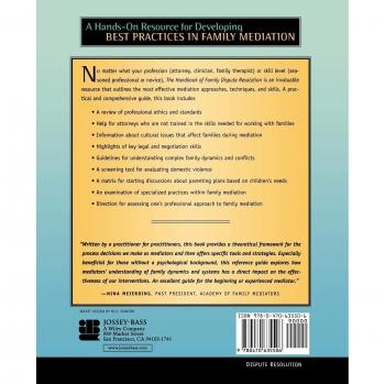 The of Handbook Family Dispute Resolution: Mediation Theory and Practice
