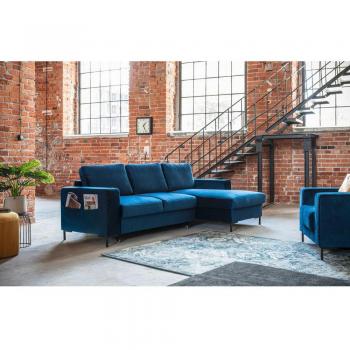 Lilly Lofty Ecksofa MiuForm – Blau, Bettfunktion, 84 H x 236 W x 148 D cm