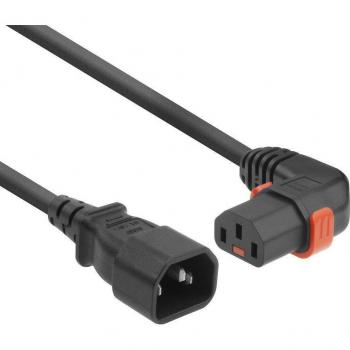 Iec Lock 230V Powercord C14 to C13 (right angled) lockable, black, 2 meter (2 m)