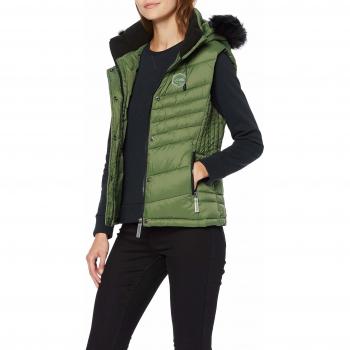 Superdry Gilet para Mujer Fuji, Verde (Four Leaf Clover M6b), 44 (Talla del Fabricante: X-Large)