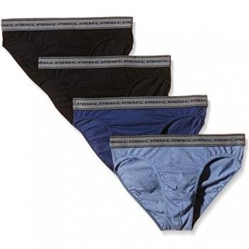 Athena Slip Homme – Lot de 4 (Eco Pack) Bleu-Noir-Bleu chiné-Noir, Taille 6
