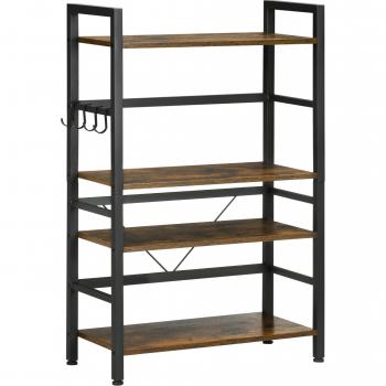 Estante Multifuncional HOMCOM 65x30x102 cm – 4 Estantes, 4 Ganchos, Antivuelco