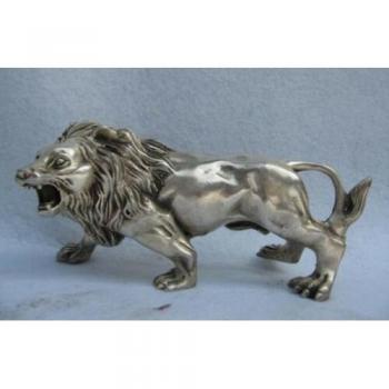 Copper Silver Male Lion Feng Shui Statue